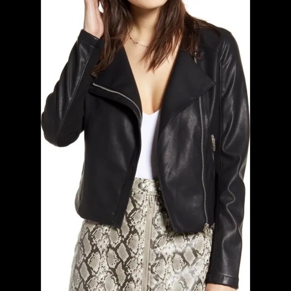 Blank NYC Faux Leather City Streetwear Moto Jacket Size Medium